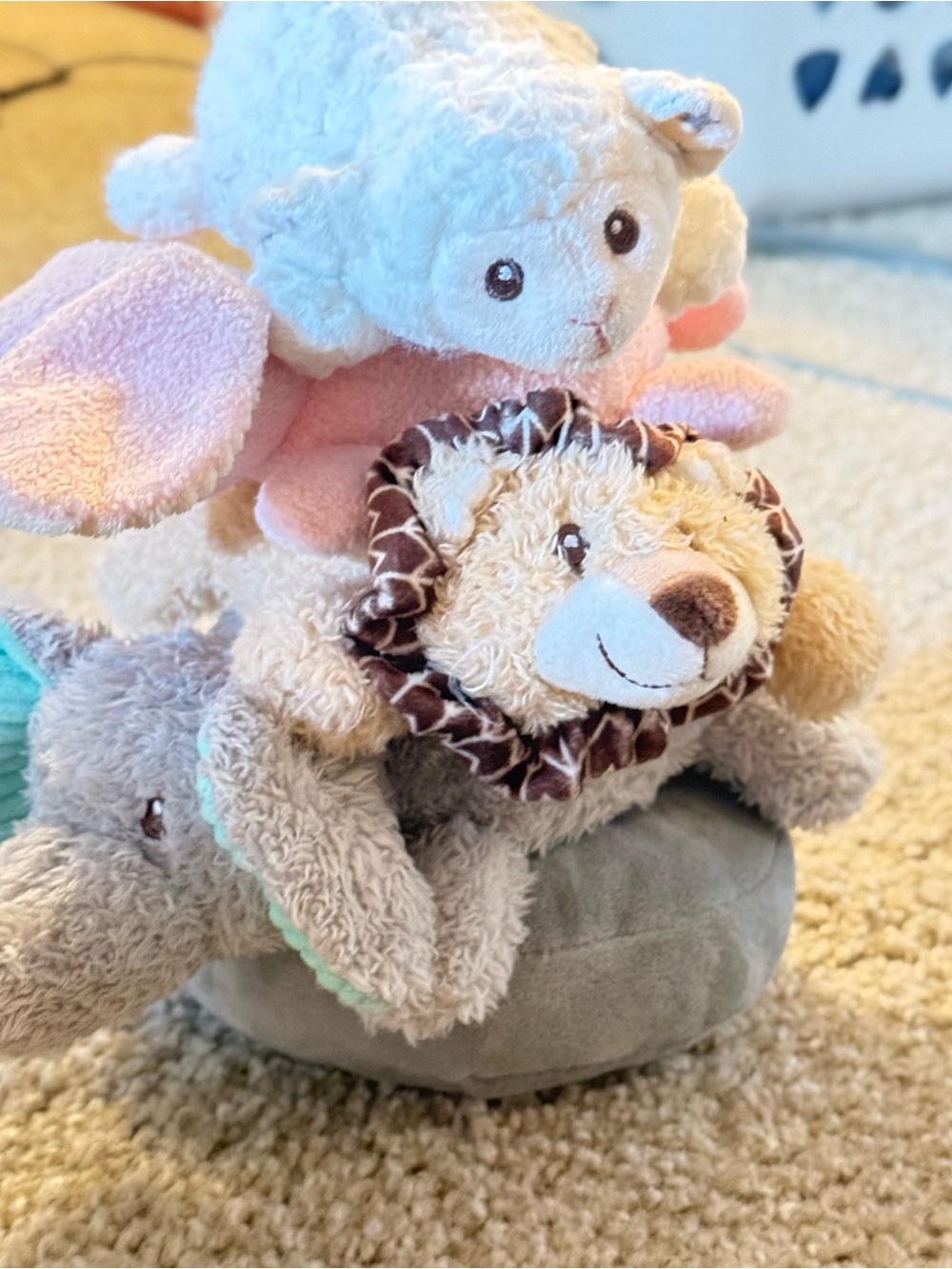 Moon & Stars Multi-Piece Plush Stacking Animal Rings Set.